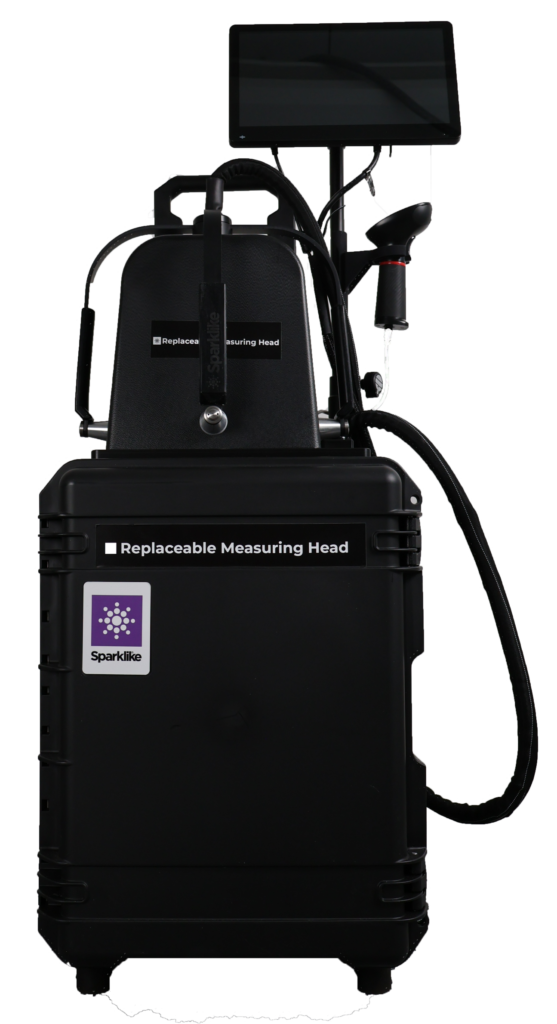 Sparklike Laser Portable device for non-invasive argon and krypton concentration measurement in insulating glass units.